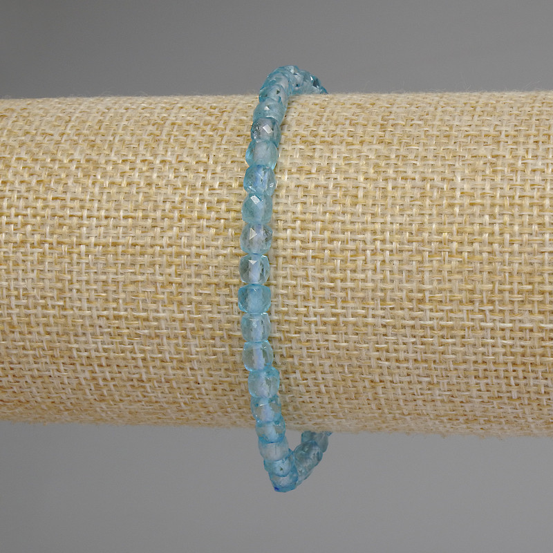 Bransoletka z fasetowanego topazu w kostce, 4×4 mm, długość 18 cm, elastyczna
