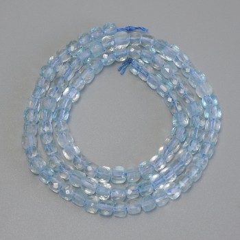 Koraliki topazu fasetowane w kształcie sześcianu, średnica 4×4 mm, długość około 40 cm, na nici