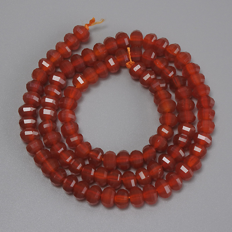 Koraliki karneolu w kształcie rondla, szlifowane, 5×4 mm, długość 38 cm na nici