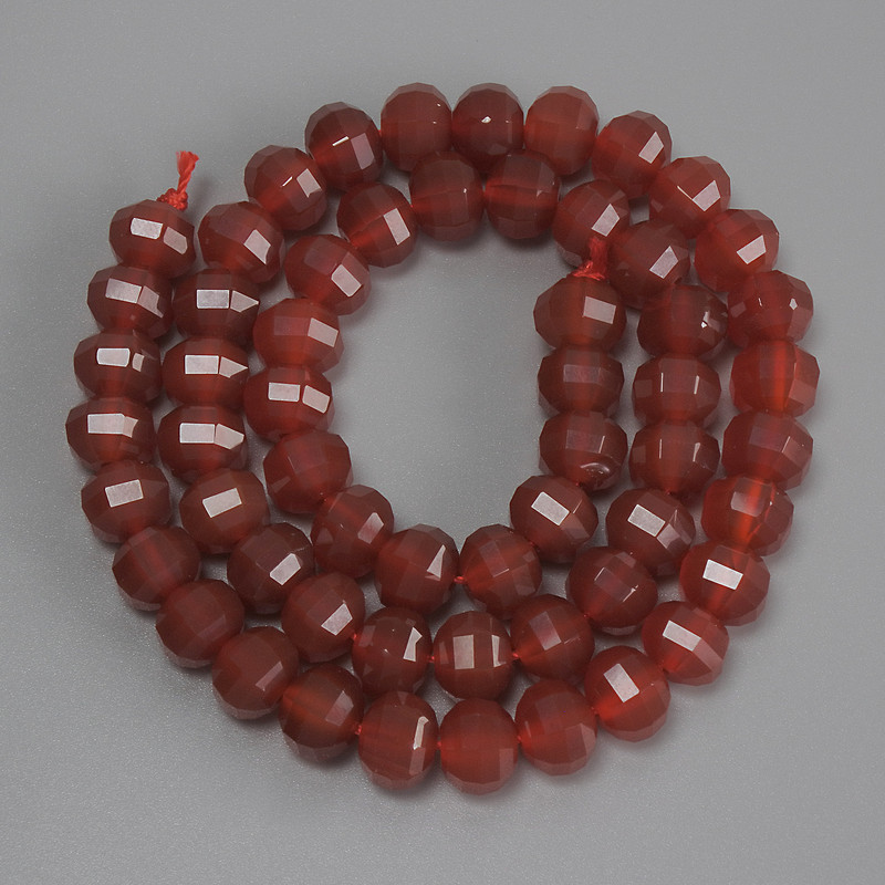 Koraliki karneol fasetowane w kształcie rondelka, średnica 8×6 mm, 5 mm ±, na nitce