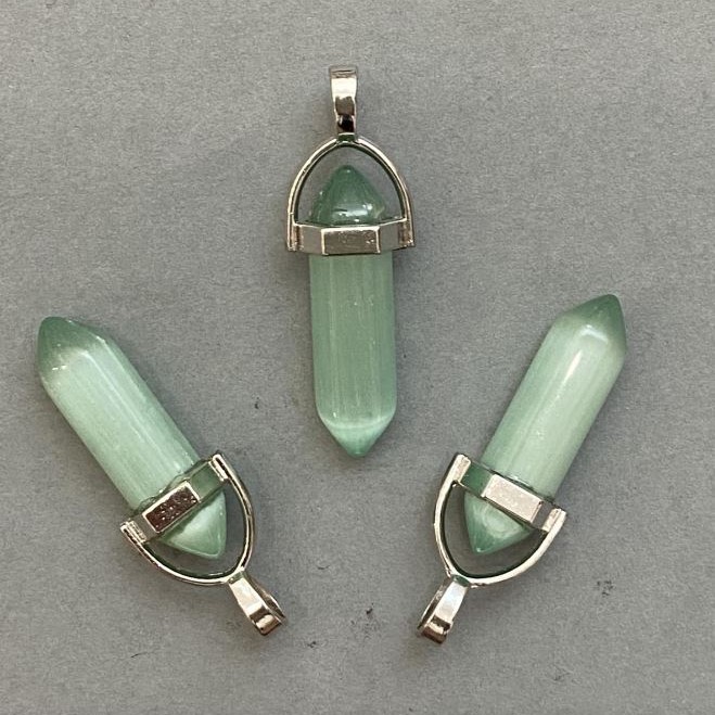 Wisiorek Kocie Oko, sześciokątny, kryształ, kula 8×31×41 mm+