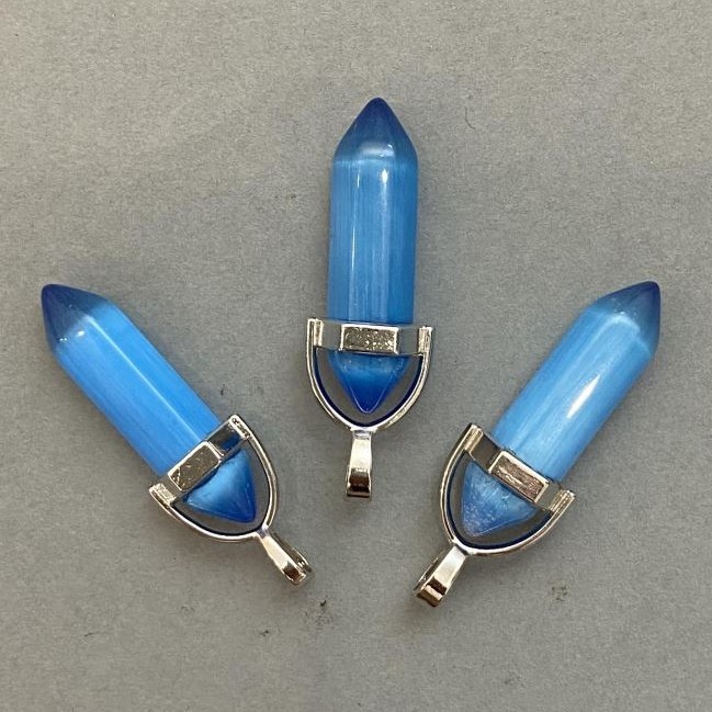 Wisiorek Kocie Oko o sześciokątnym kształcie kryształu, kula, 8×31×41 mm+