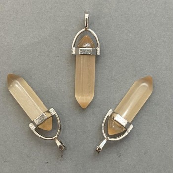 Wisiorek Kocie Oko, o sześciokątnym kształcie, kryształ, kula 8x31x41 mm+