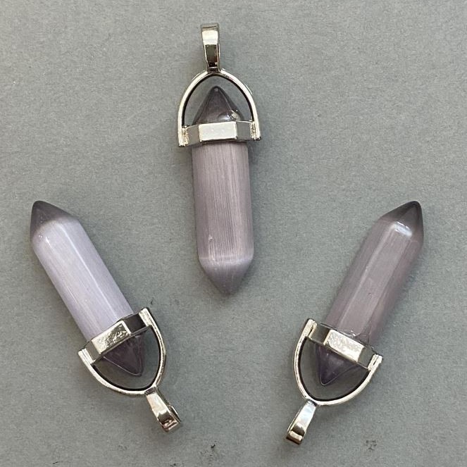 Wisiorek Kocie Oko, sześciokątny kryształ, kula 8×31×41 mm+
