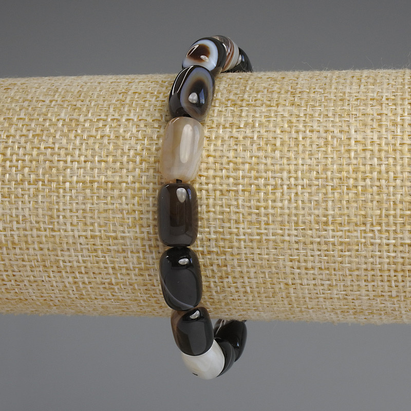 Bransoletka z agatu barilletowego, średnica 12×8 mm, długość 18 cm, elastyczna