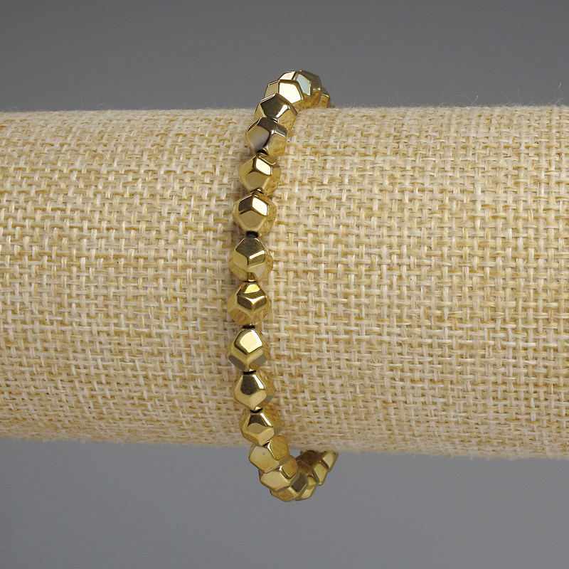 Bransoletka hematytu w kolorze złotym, fasetowane kulki 6 mm, długość 18 cm, elastyczna