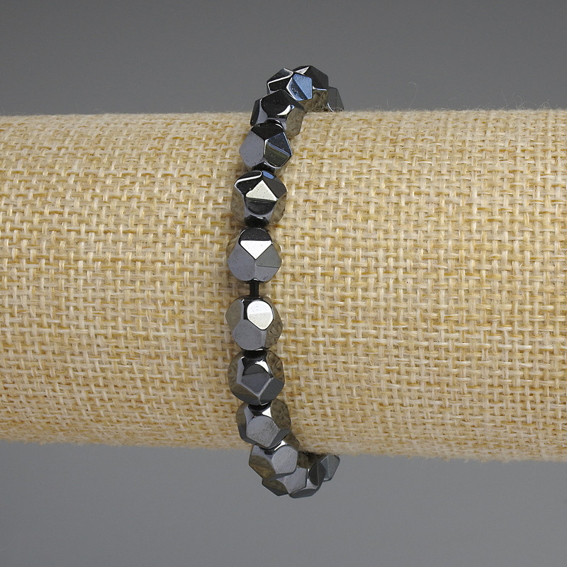 Bransoletka z hematytu, wielokąty 8×7 mm, długość 18 cm, elastyczna