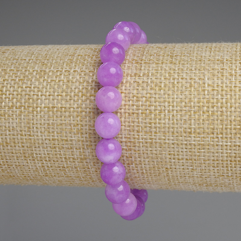 Bransoletka z lawendowego ametystu, gładkie kuleczki, średnica 8,5 mm, długość 18 cm, elastyczna