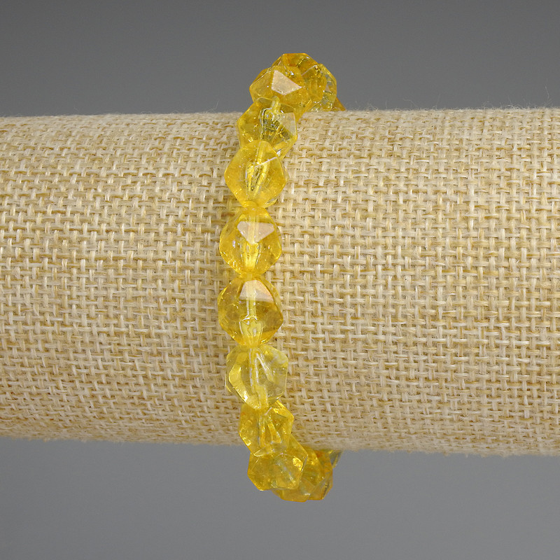 Bransoletka z cytryną, fasetowane wielokąty, średnica 9×8 mm, długość 18 cm, elastyczna