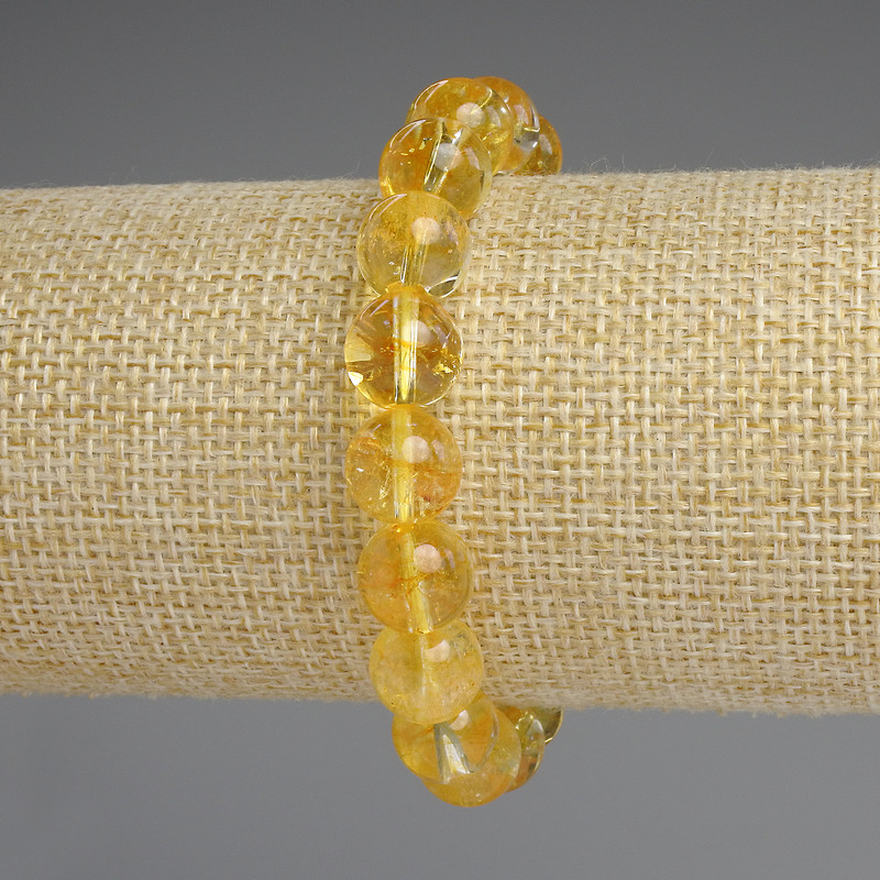 Bransoletka z cytryną – gładkie kulki, średnica 10 mm, długość 18 cm, elastyczna