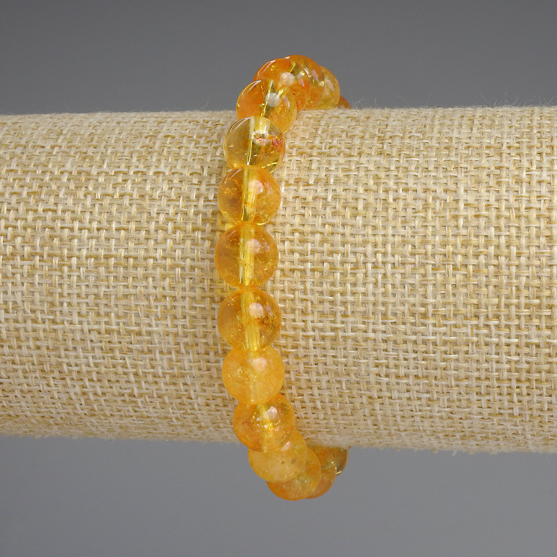 Bransoletka z cytryną – gładkie kulki, średnica 8,5 mm, długość 18 cm, na elastycznej gumce