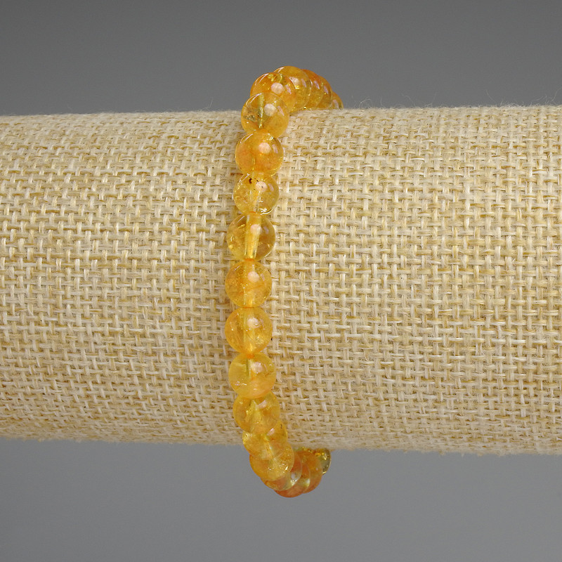 Bransoletka z cytryną w formie gładkich kulek, średnica 7 mm, długość 18 cm, elastyczna