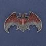 Broszka-wisiorek Nietoperz czerwono-szara emalia, srebrzysty metal 36×60 mm +