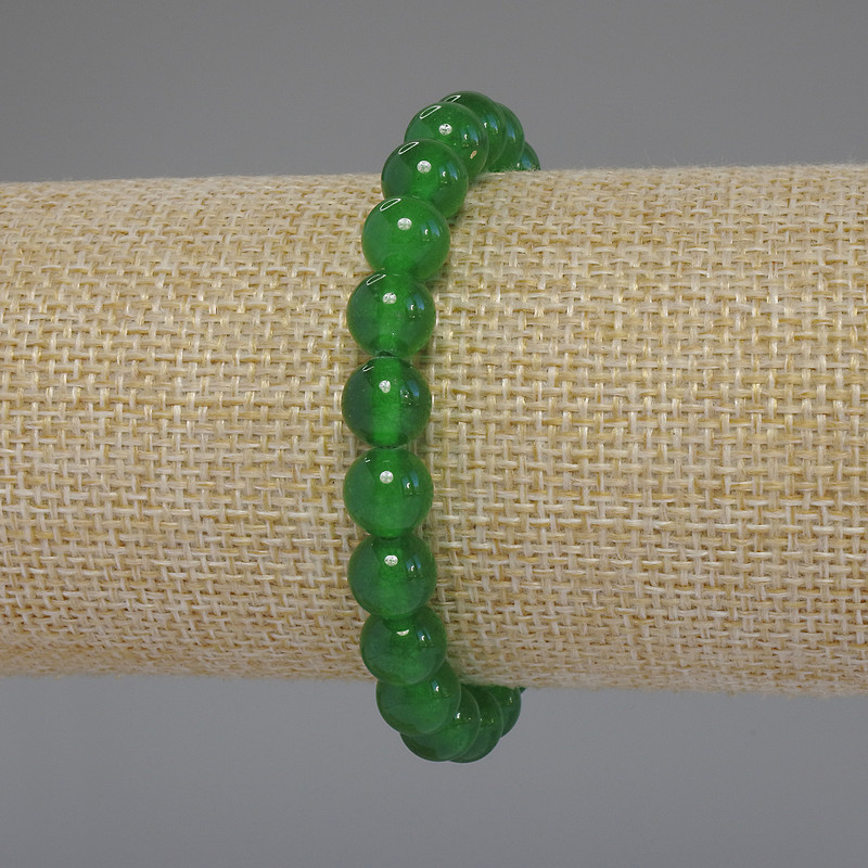 Bransoletka z chryzoprazem – gładka kulka, średnica 8 mm, długość 18 cm, elastyczna