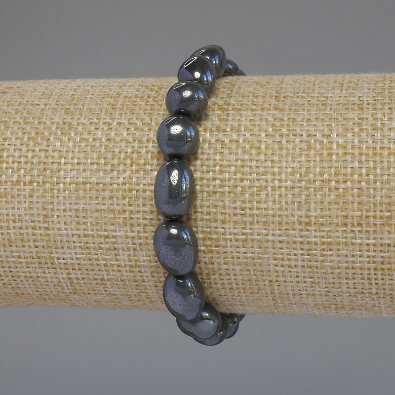 Bransoletka hematytu fasetowana, średnica 8–11×8 mm, długość 18 cm, na elastycznej gumce