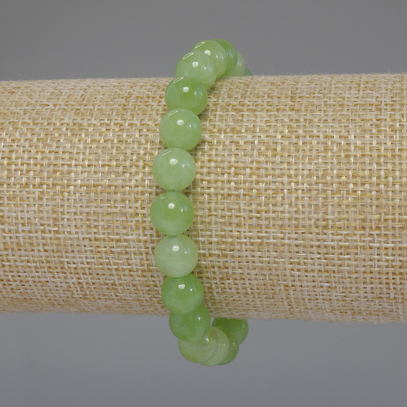 Bransoletka z chryzolitu i oliwinu, gładkie kuleczki, średnica 8 mm, długość 18 cm, elastyczna