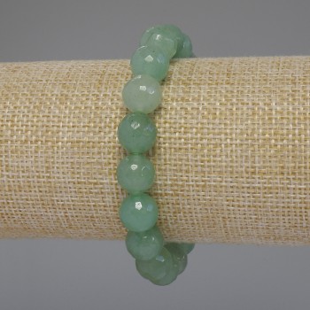 Bransoletka z nefrytu, fasetowane kuleczki, średnica 10 mm, długość 18 cm, na elastycznej gumce
