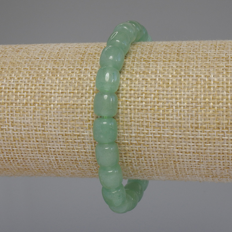 Bransoletka z nefrytu o cylindrycznym kształcie, średnica 8x8 mm, długość 18 cm, elastyczna