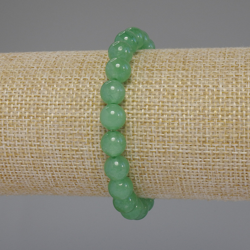 Bransoletka z nefrytu – gładka kuleczka, średnica 8 mm, długość 18 cm, elastyczna