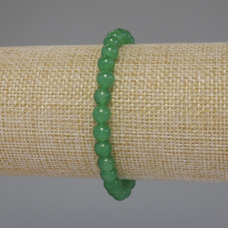 Bransoletka z nefrytu – gładkie kulki, średnica 6 mm, długość 18 cm, na elastycznej gumce