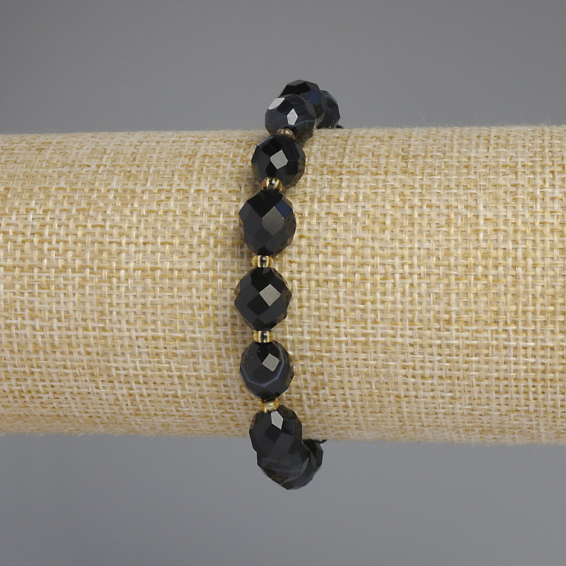 Bransoletka z naturalnego agatu, fasetowane koraliki o wymiarach 10×8 mm, koraliki 3 mm ±, długość 18 cm