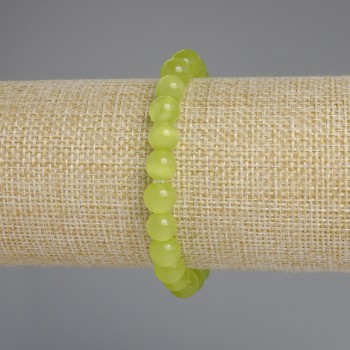 Bransoletka z kamienia kociego oka – gładkie koraliki o średnicy około 8 mm, długość około 18 cm, elastyczna