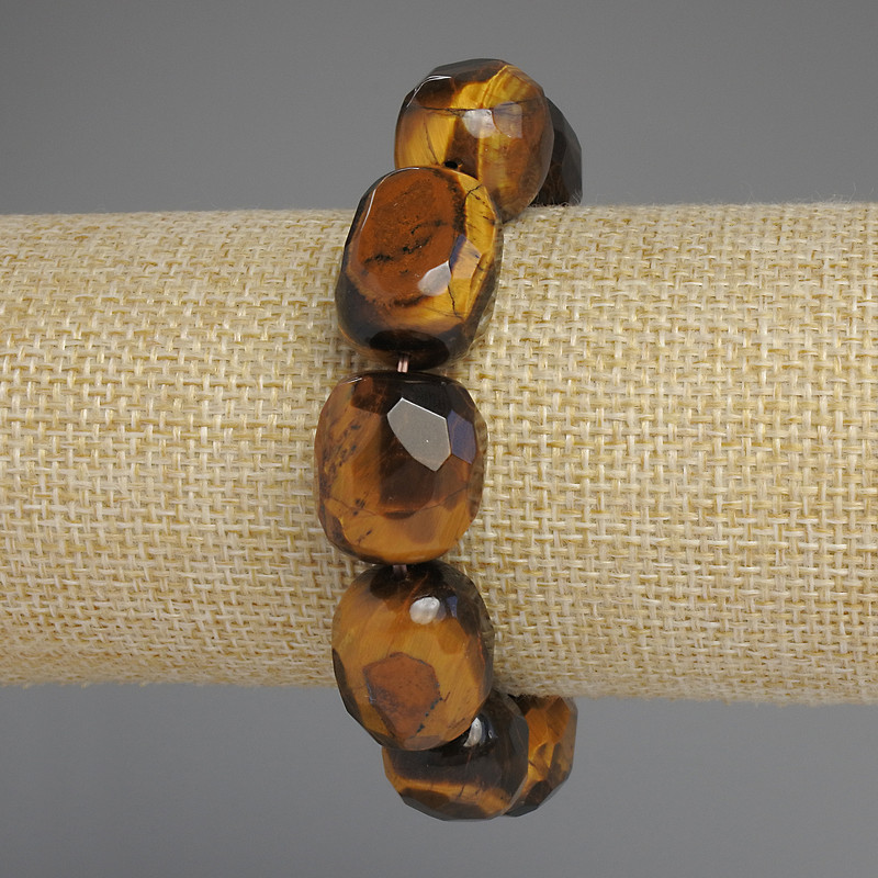 Bransoletka z tygrysim okiem, fasetowana kulka, średnica 17–22×14–16 mm ±, długość 18 cm ±, na elastycznej gumce