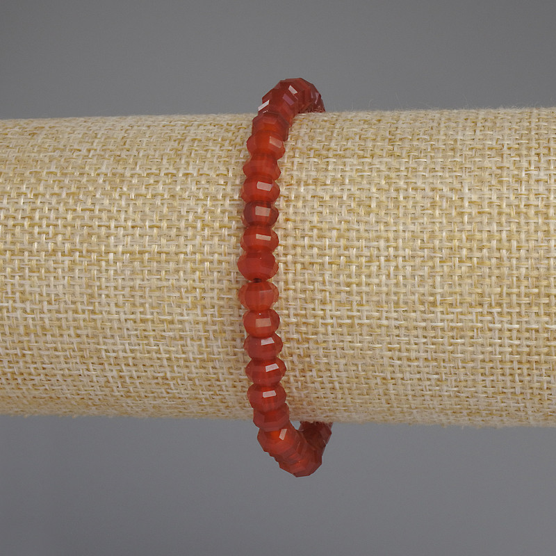 Bransoletka z karneolu fasetowanego w kształcie rondela, średnica 6×4 mm, długość 18 cm, elastyczna