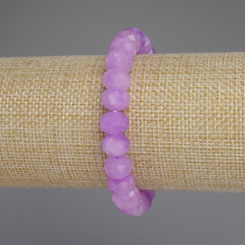 Bransoletka z lawendowego ametystu, fasetowane rondelki, średnica 10×7 mm, długość 18 cm, elastyczna