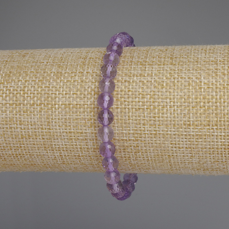 Bransoletka z ametystu, fasetowana kulka, średnica 6 mm, długość 18 cm, elastyczna