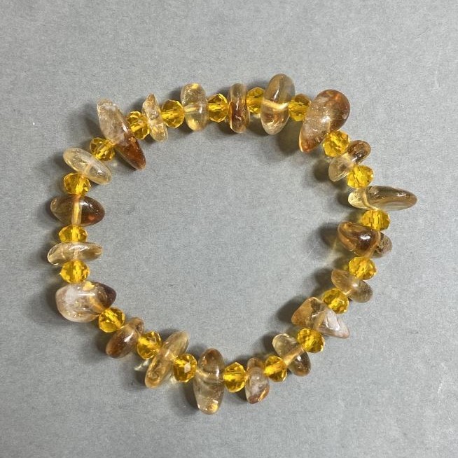 Bransoletka z cytryną fasetowaną 9-14×4-5 mm +/-, czeskie szkło rondelle 6×5 mm +/-, długość 18 mm +/- elastyczna