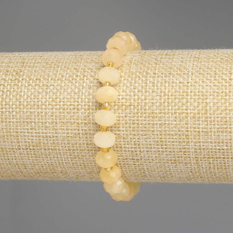 Bransoletka z cytryną fasetowaną w kształcie rondelka, średnica ok. 8×5 mm, koraliki 3 mm +/-, długość 18 cm +/- elastyczna