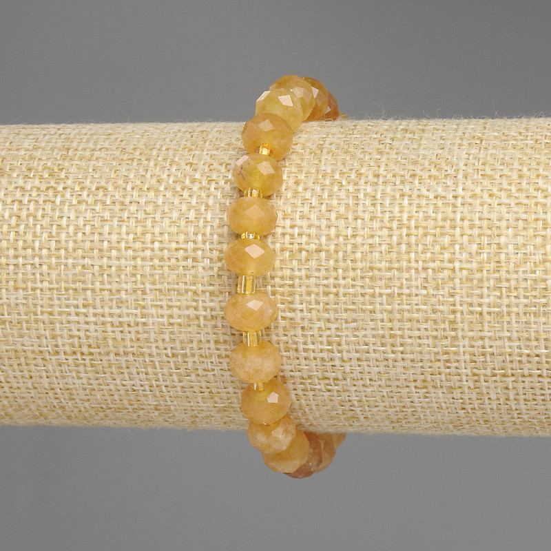 Bransoletka z cytrynu fasetowanego w formie rondeli, średnica 8×5 mm, koraliki 5 mm i 3 mm, długość 18 cm, elastyczna