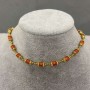 Choker z koralu o kształcie beczkowym 6×4,5 mm ±, kuleczka hematytu 2 mm ±, długość 38 cm, przedłużacz łańcuszka 5 cm