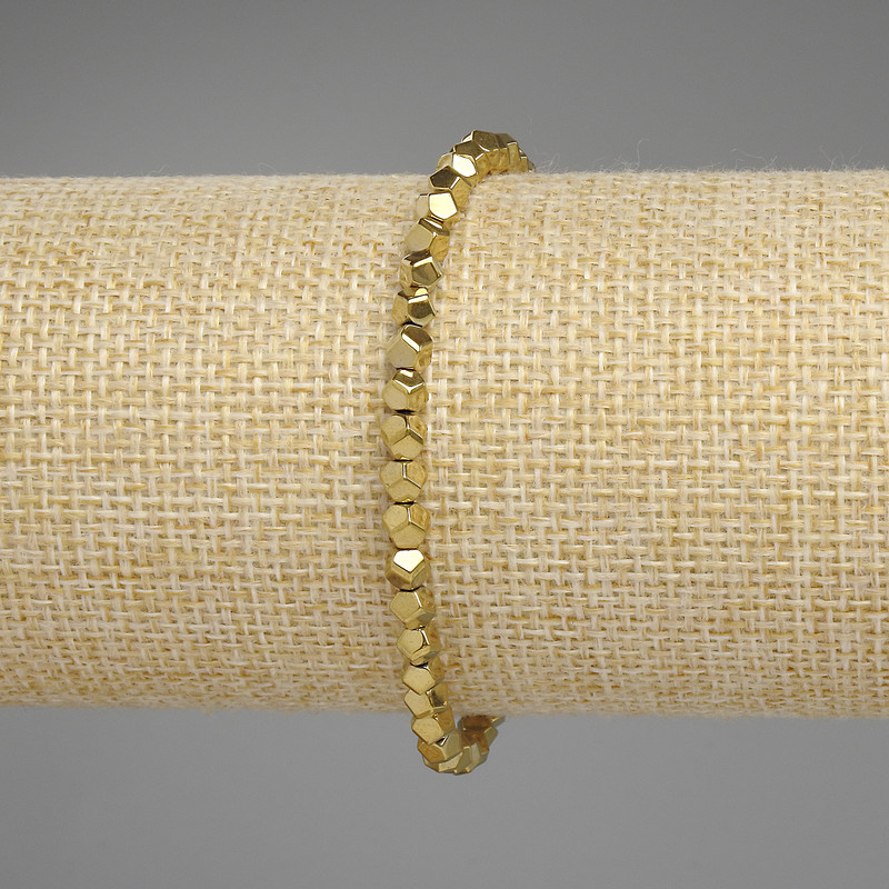 Bransoletka hematyt w kolorze złotym, fasetowane kulki o średnicy 4×4 mm, długość 18 cm, elastyczna