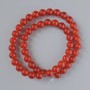 Koraliki z karneolu, naturalny kamień, gładkie kuleczki, średnica 8 mm ±, długość 38 cm ±, na nitce