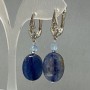 Kolczyki z kianitem owalne 18×13 mm+- topaz oszlifowany w formie sześcianu, średnica 4 mm+- długość 43 mm+