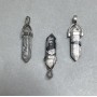 Wisiorek sześciokątny, z kryształem i kulą ze szarej jaspisu, 8×31×41 mm+