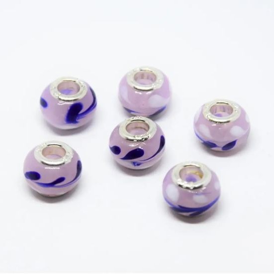 Koralik Pandora plastikowy, średnica 14×11 mm, średnica otworu 4,5 mm, zestaw 6 szt.