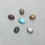 Kaboszony – zestaw kamieni naturalnych (turkus, jaspis, agat, sodalit) 8×6 mm ± 6 szt.