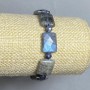 Bransoletka z labradorytu z iryzacją, fasetowane ogniwo 16×12 mm ±, fasetowana kuleczka ze szafiru, średnica 5,5 mm ±, długość 18 cm, elastyczna