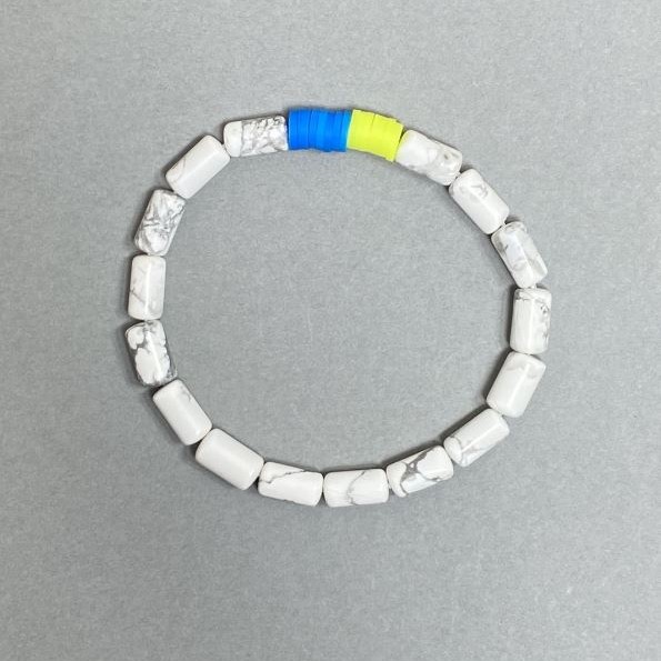Bransoletka z kaholonu cylindrycznego 10×5 mm, glina polimerowa – rondele 6×1 mm, długość 18 cm, elastyczna