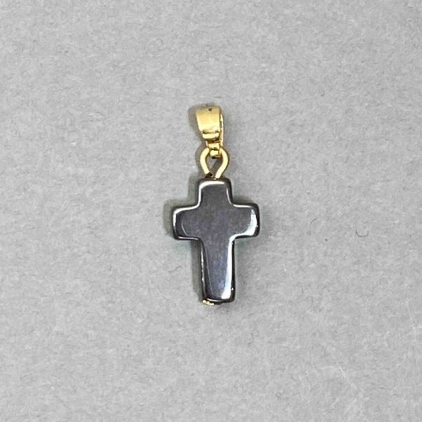 Wisiorek z hematytu w kształcie krzyża 21×10 mm+