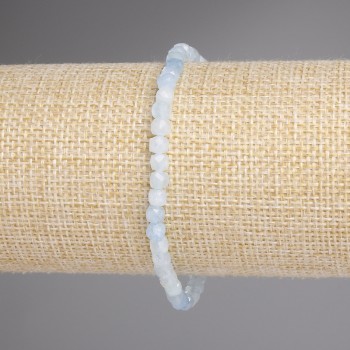 Bransoletka z akwamarynu fasetowana – kostki 4×4 mm, długość 18 cm, elastyczna