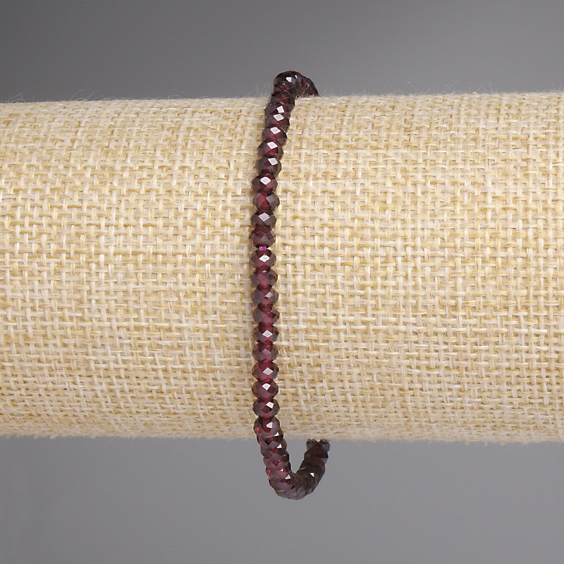 Bransoletka z granatu fasetowanego w kształcie rondelków, 4×2,5 mm, długość 18 cm, elastyczna