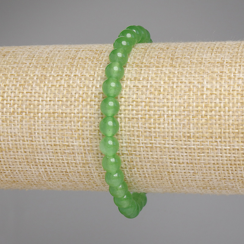Bransoletka z chryzoprazem, gładkie kuleczki, średnica 6 mm ±, długość 18 cm, elastyczna