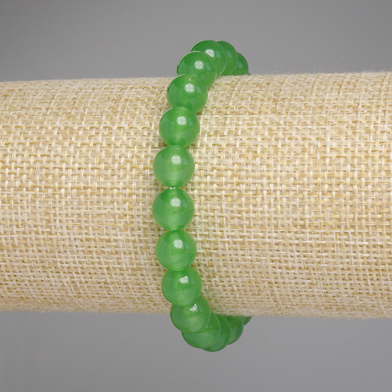 Bransoletka z chryzoprazem, gładkie kulki, średnica 8 mm, długość 18 cm, elastyczna
