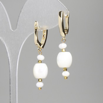 Kolczyki z masą perłową i hematytem