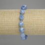 Bransoletka z akwamarynu fasetowanego rombu 10x8 mm ±, koraliki 3 mm ±, długość 18 cm +