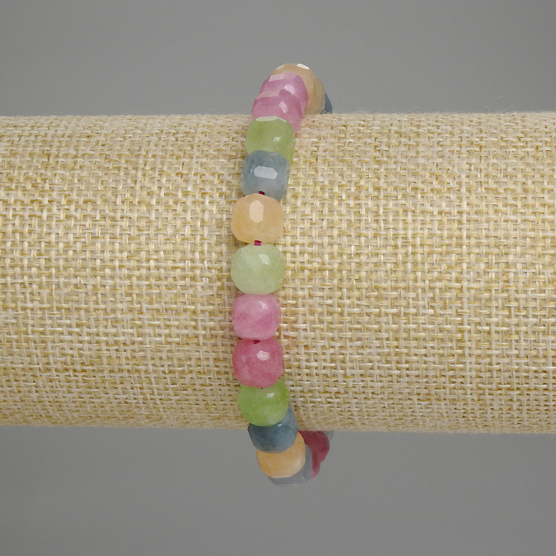 Bransoletka z fasetowanego turmalinu, kostka 7×7 mm, długość 18 cm +/-